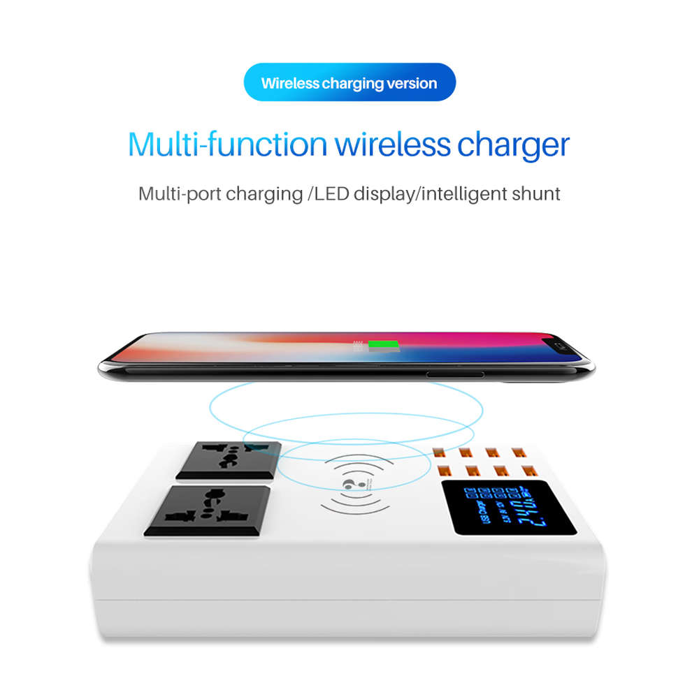 Smart 8 port USB Led Display Charger Fast Wireless Charging Station