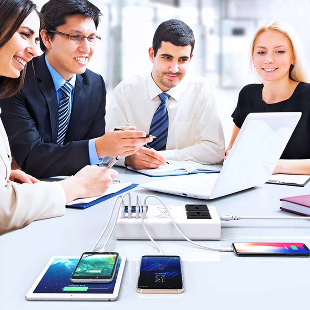 Smart 8 port USB Led Display Charger Fast Wireless Charging Station