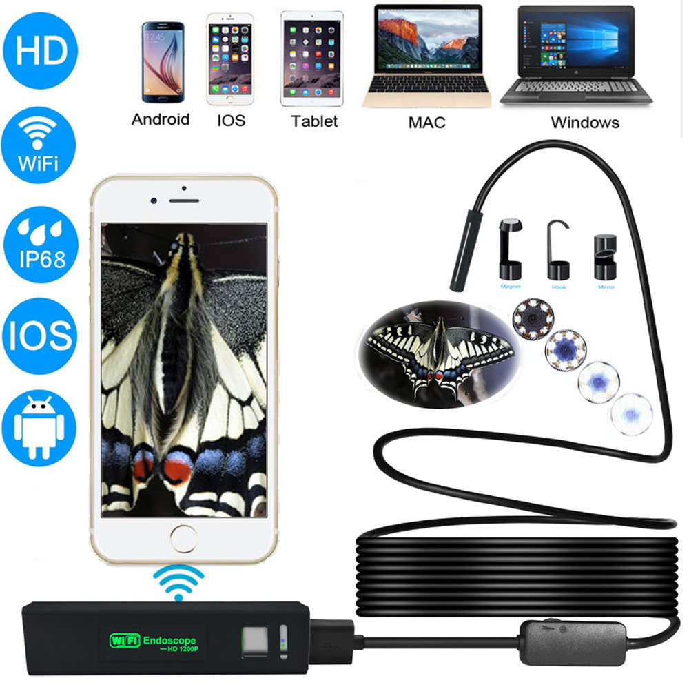 WiFi Endoscope Camera 1200P Snake Cable Borescope Camera for Smartphone