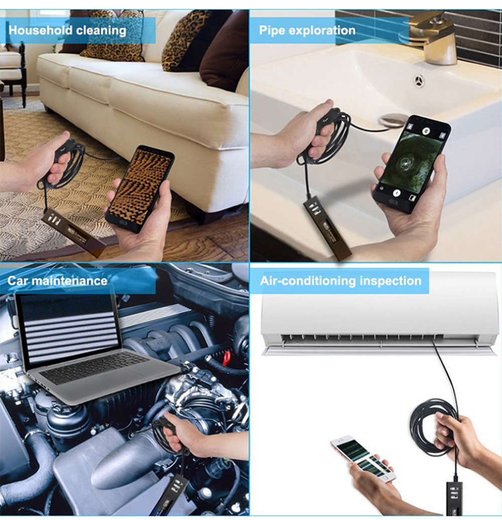 WiFi Endoscope Camera 1200P Snake Cable Borescope Camera for Smartphone