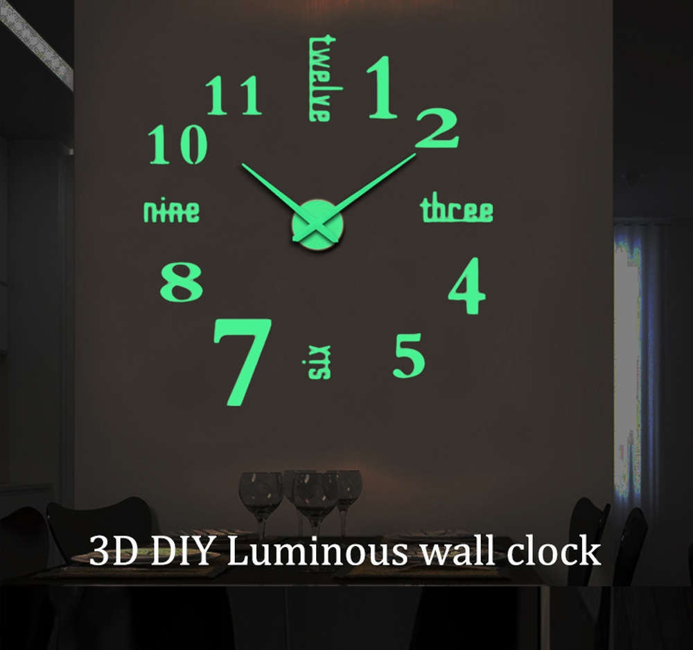 Luminous Wall Clocks Large 3D DIY Clock