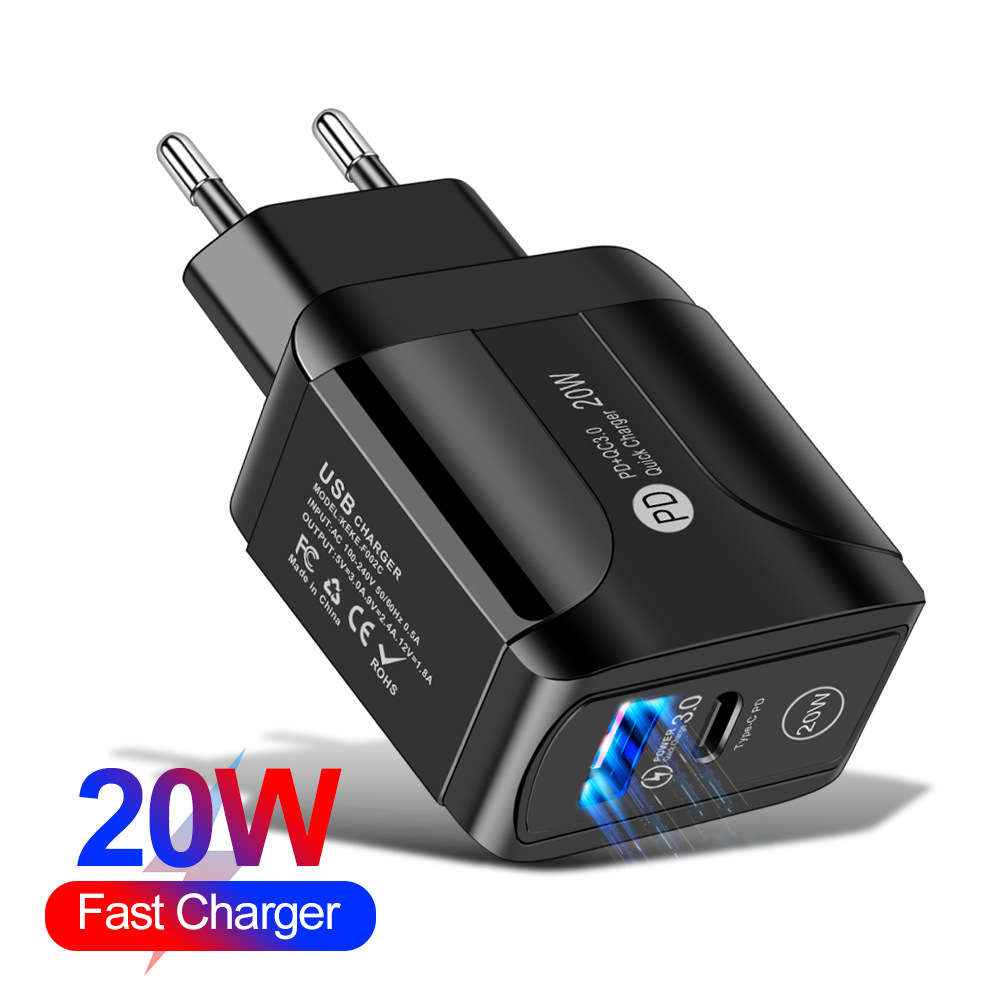20W QC3.0 Fast Quick Charge PD Wall Charger EU Plug Power Adapter