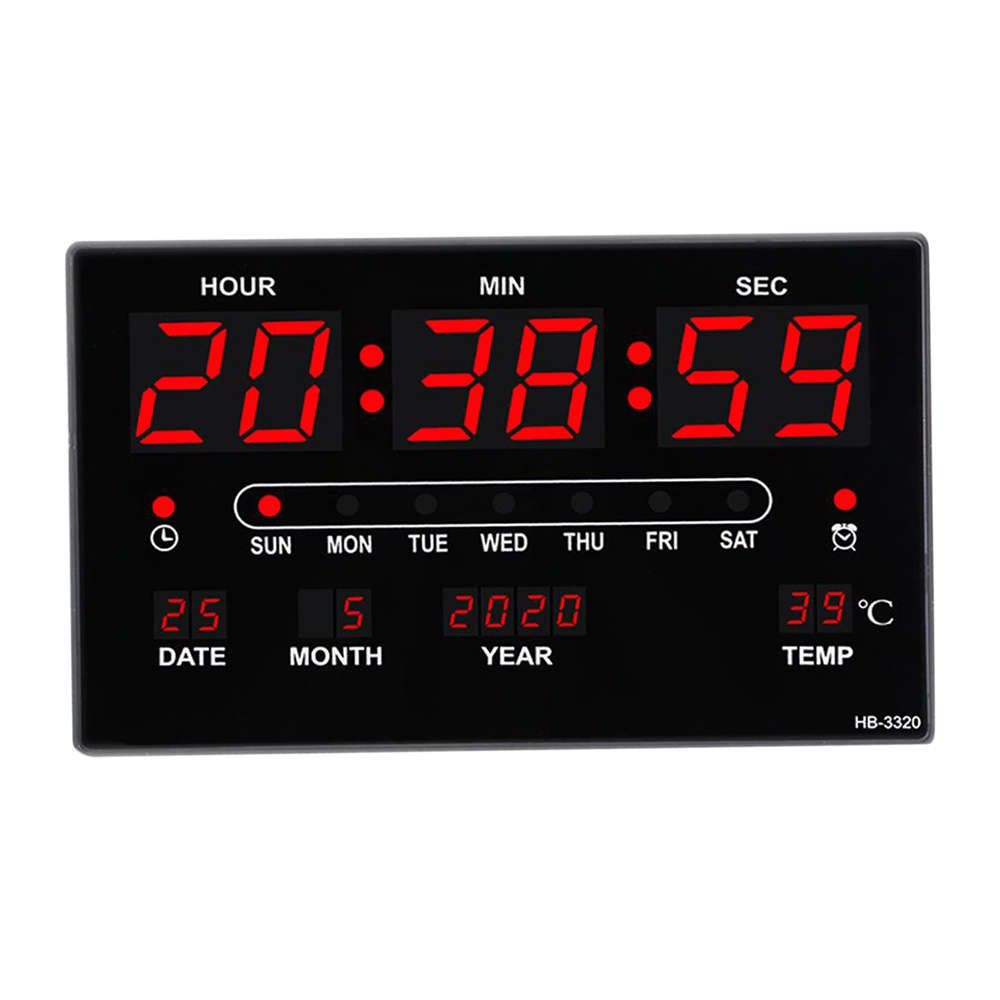 Large Size Digital LED Wall Desk Alarm Clock with Calendar Temperature