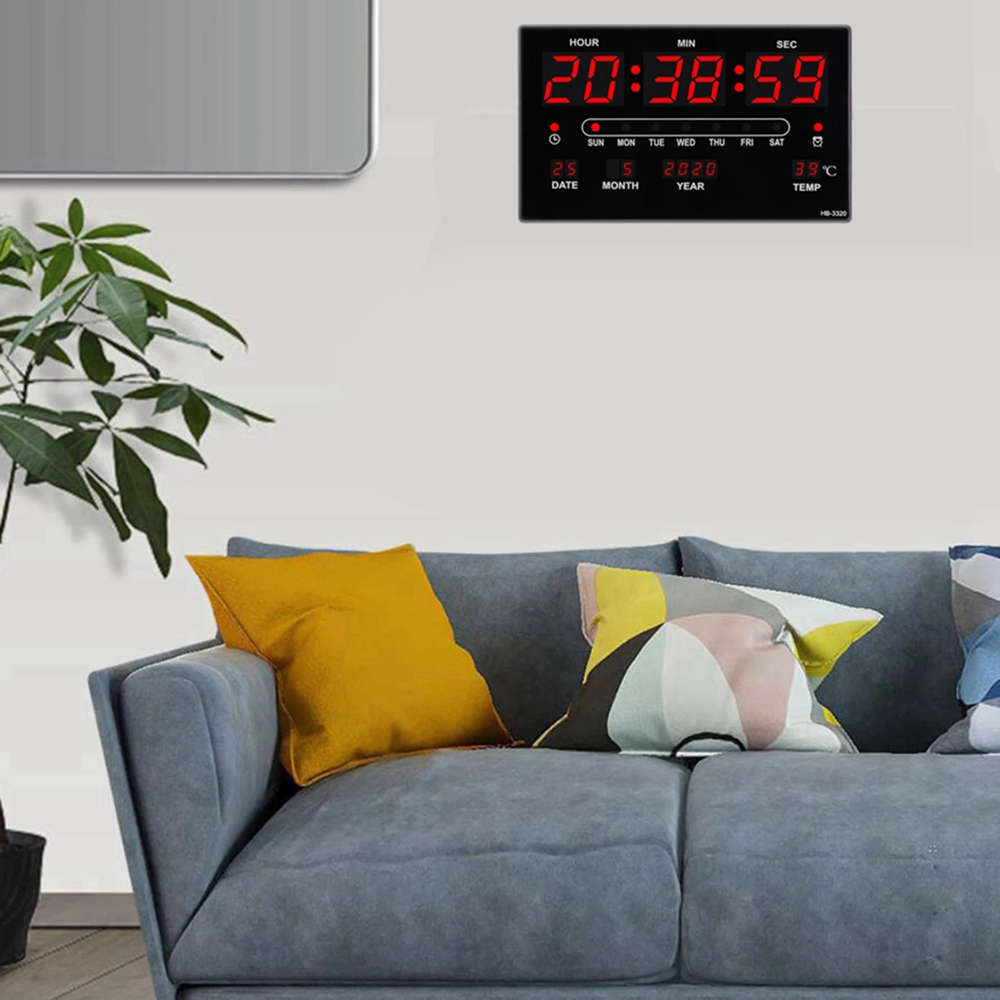 Large Size Digital LED Wall Desk Alarm Clock with Calendar Temperature