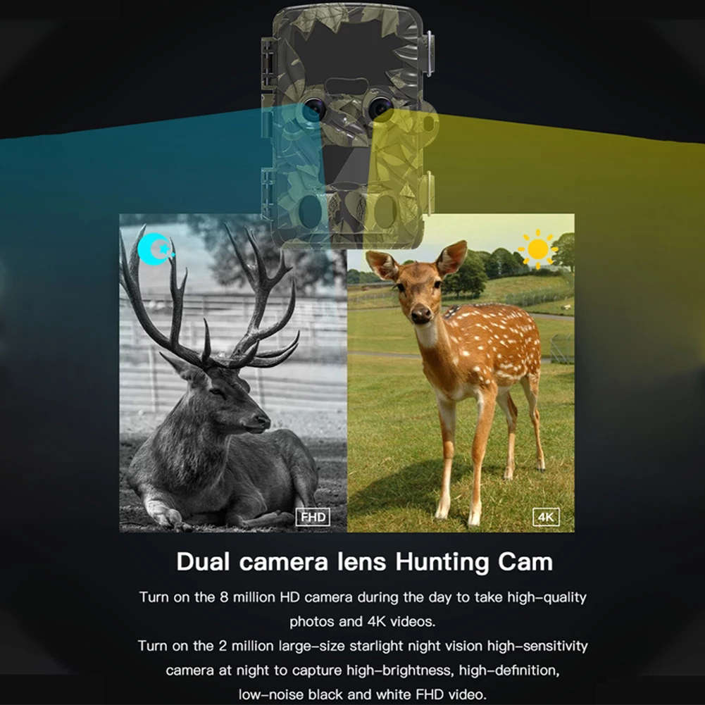 Dual-Lens Wide Angle 4K 20MP Night Vision Wildlife Camera Hunting Camera