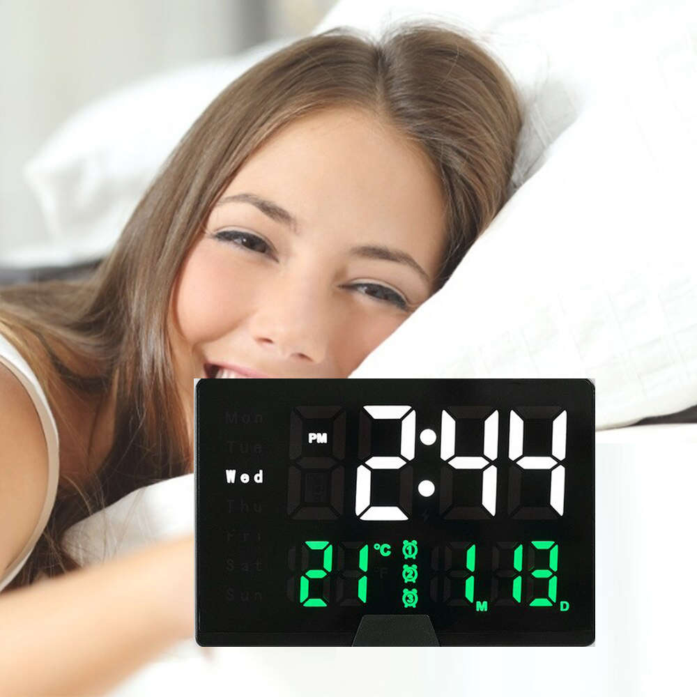 Desktop Table LED Digital Thermometer Date Display Alarm Clock