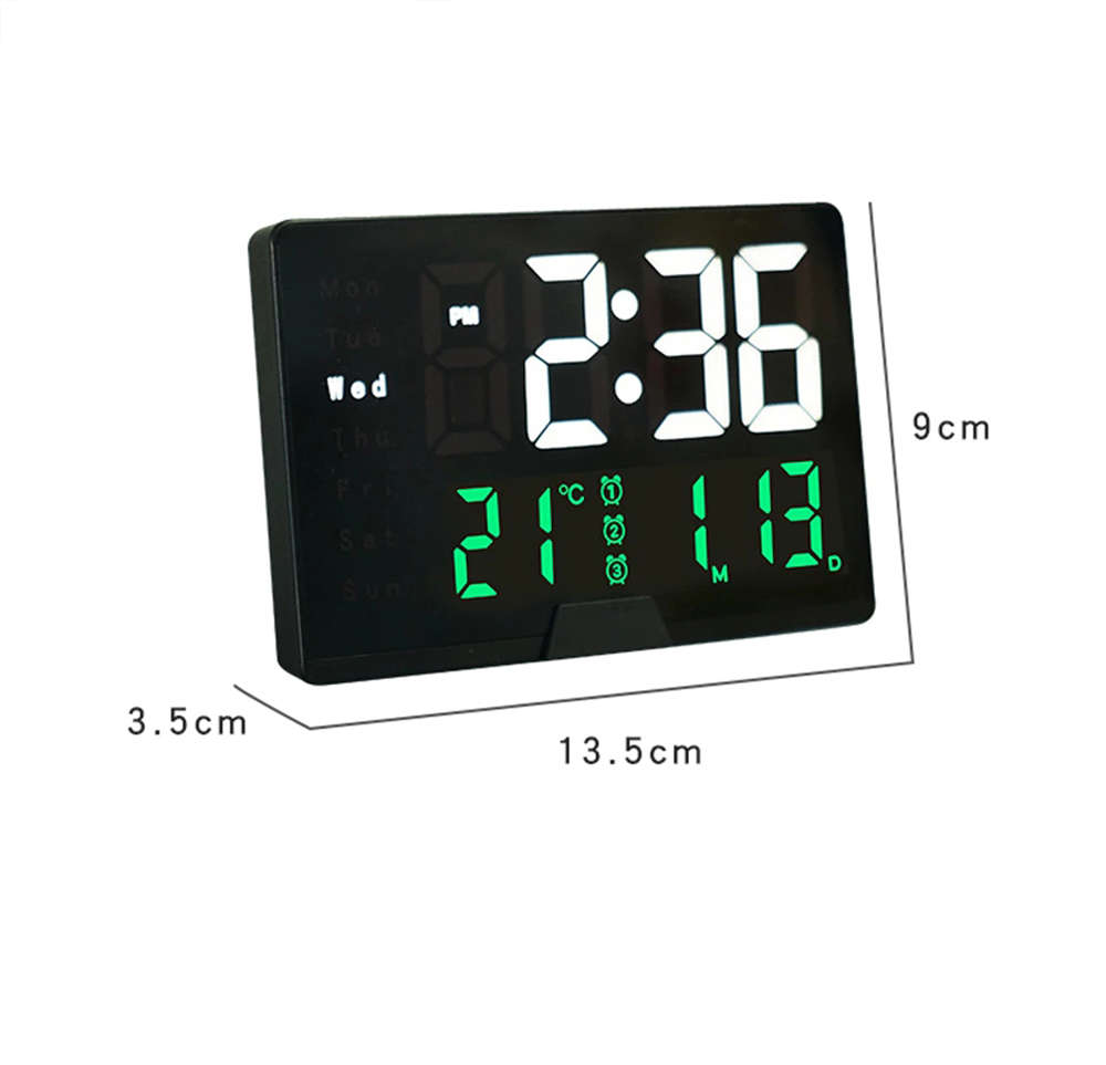 Desktop Table LED Digital Thermometer Date Display Alarm Clock