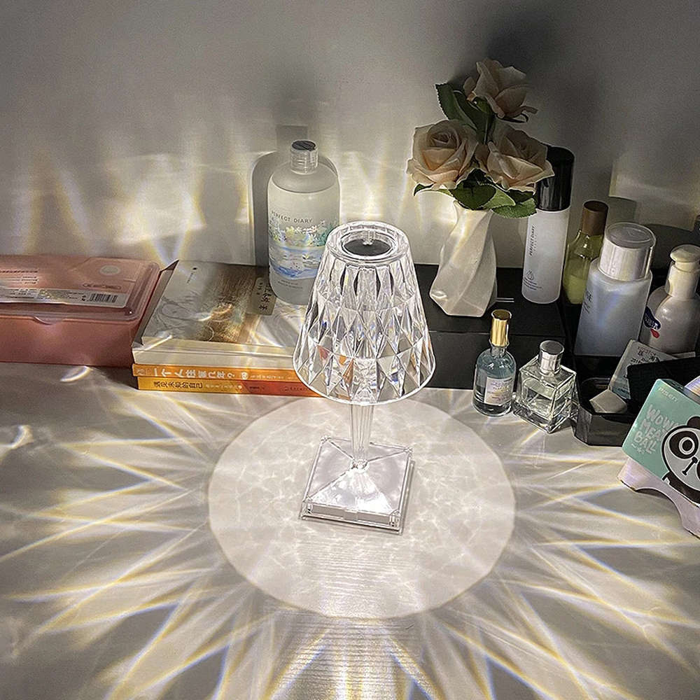 USB Rechargeable LED Diamond Crystal Table Lamp Acrylic Decor Light