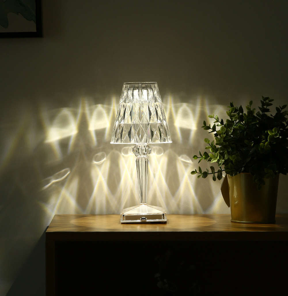 USB Rechargeable LED Diamond Crystal Table Lamp Acrylic Decor Light