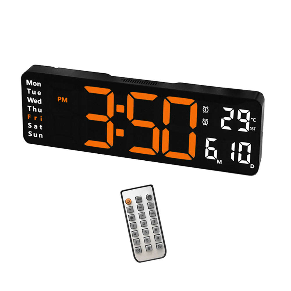 13 Inch Electronic Wall Clock Remote Control Temp Date Digital LED Clock