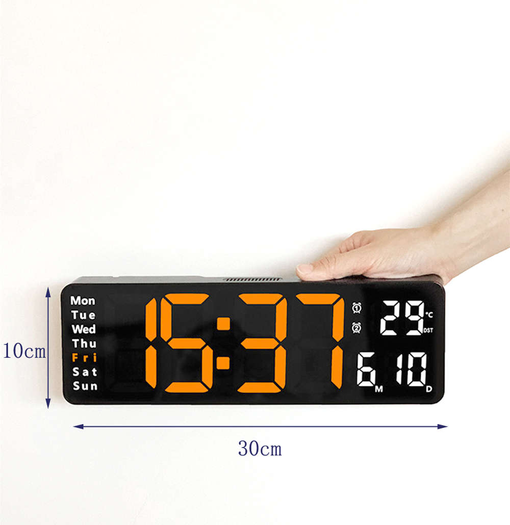 13 Inch Electronic Wall Clock Remote Control Temp Date Digital LED Clock
