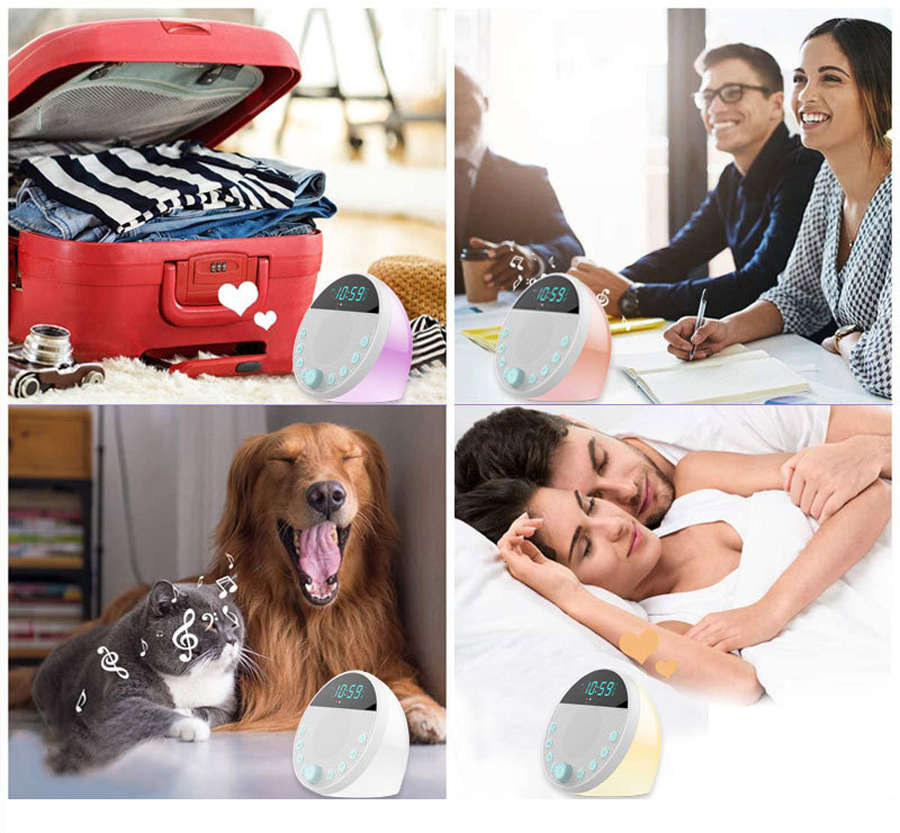 White Noise Sound Machine with Mood Light Natural Sounds & Alarm Clock