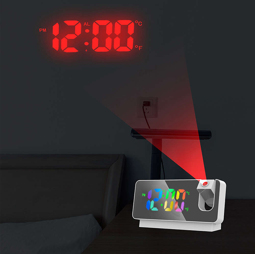 180° Rotation USB Electronic LED Digital Projection Alarm Clock