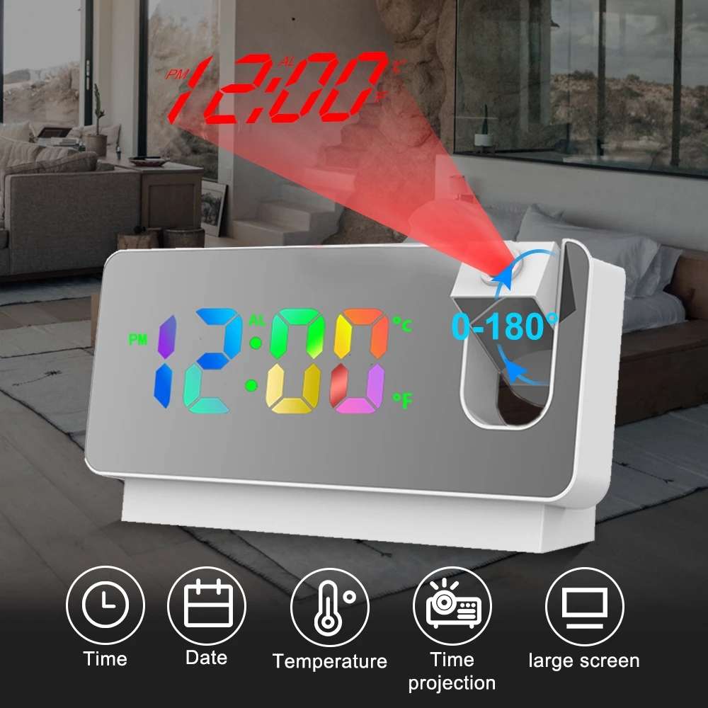 180° Rotation USB Electronic LED Digital Projection Alarm Clock