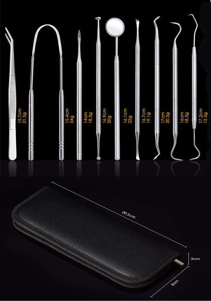 Stainless Steel Dental Pick Oral Care Kit - 9 Piece