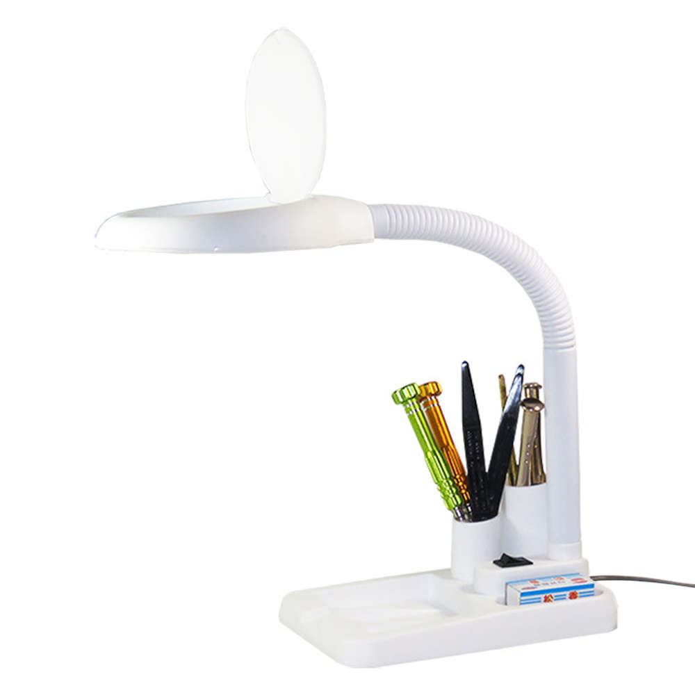 LED Desk Magnifier Lamp Light 5X 10X Magnifying - White