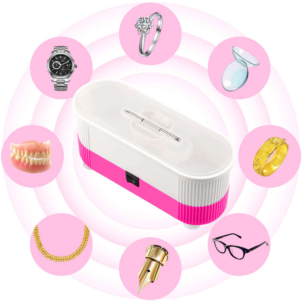 Automatic Mini Ultrasonic Cleaner Portable Celaning Machine-Pink