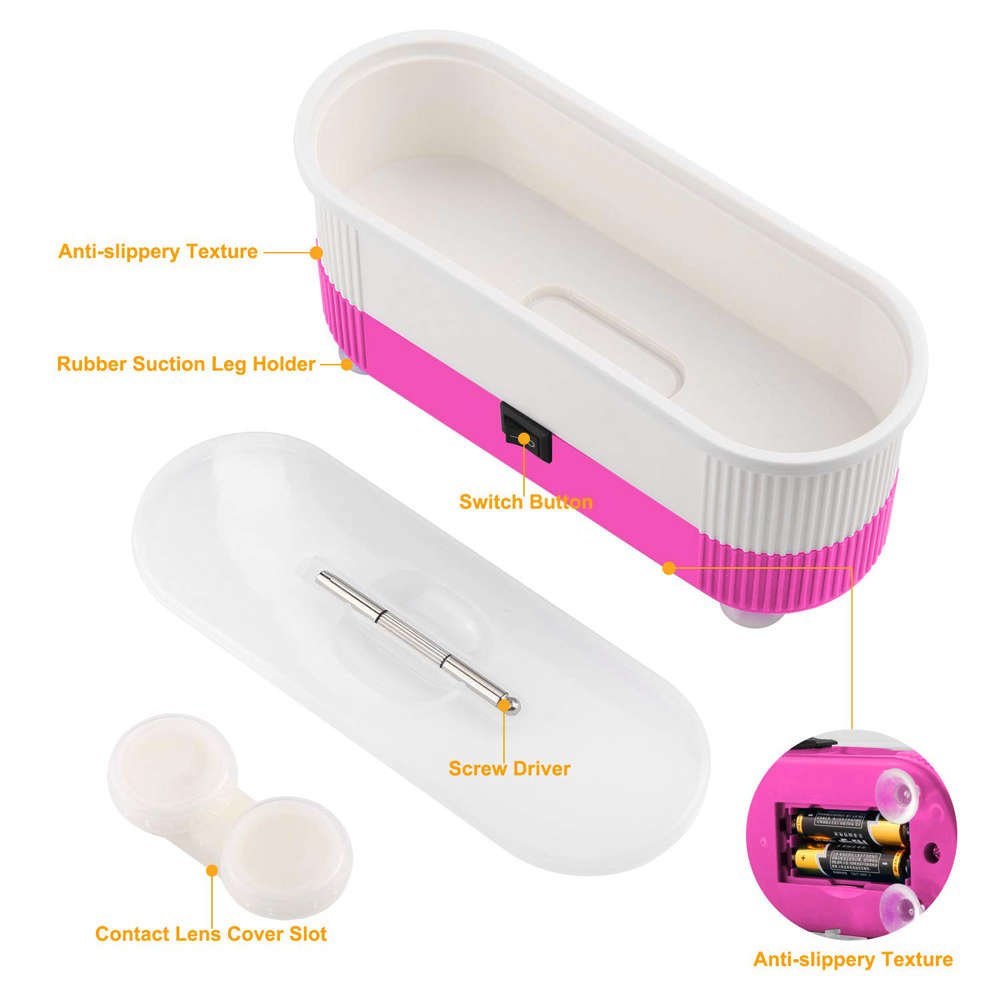 Automatic Mini Ultrasonic Cleaner Portable Celaning Machine-Pink