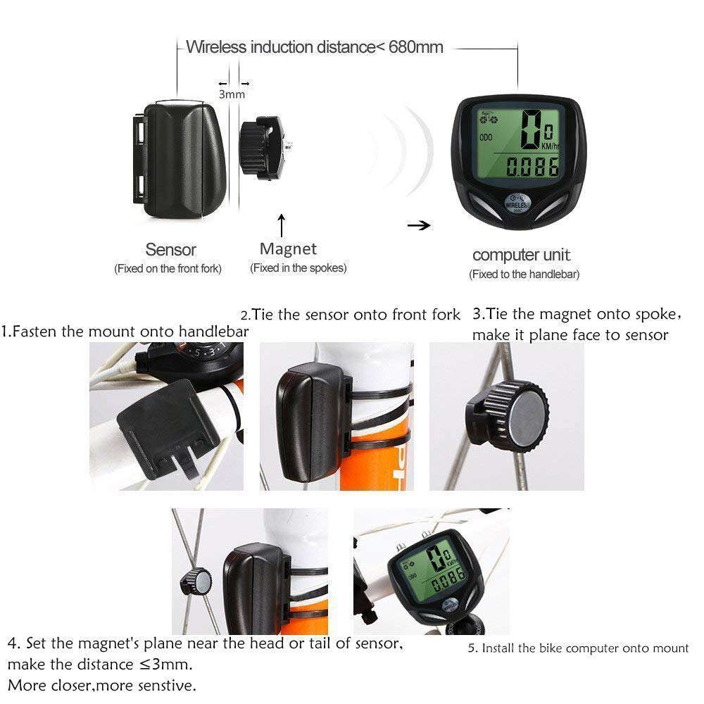 Wireless Waterproof Bicycle Speedometer