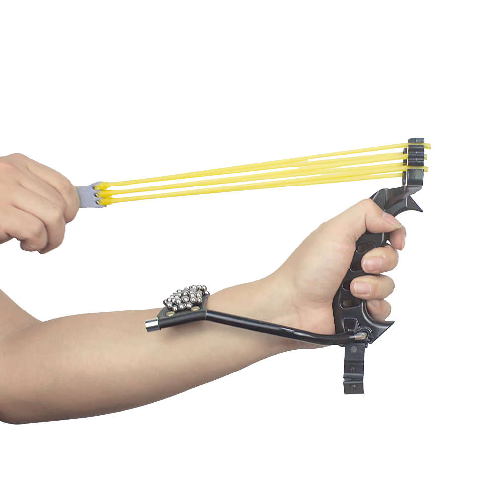 Strong Folding Wrist Rocket Slingshot - Black