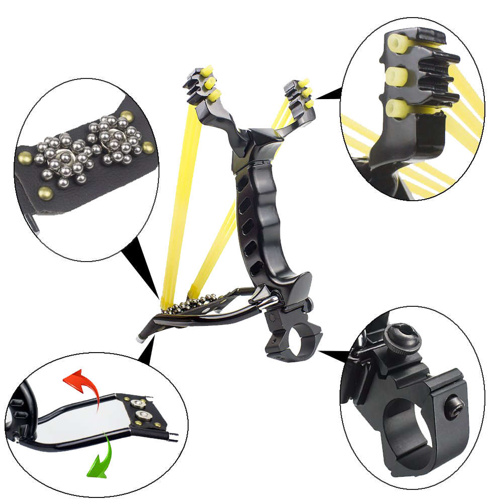 Strong Folding Wrist Rocket Slingshot - Black