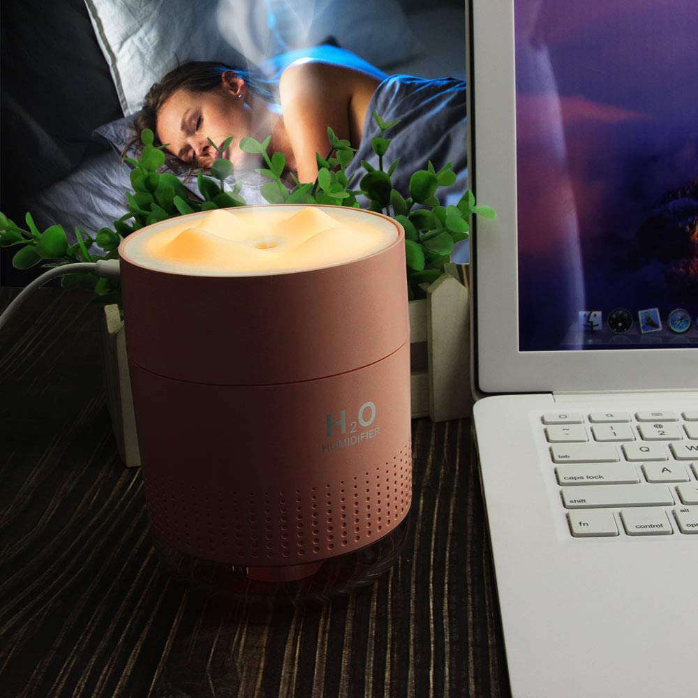 Portable Cool Mist Humidifier Desktop Humidifier with Night Light-Pink