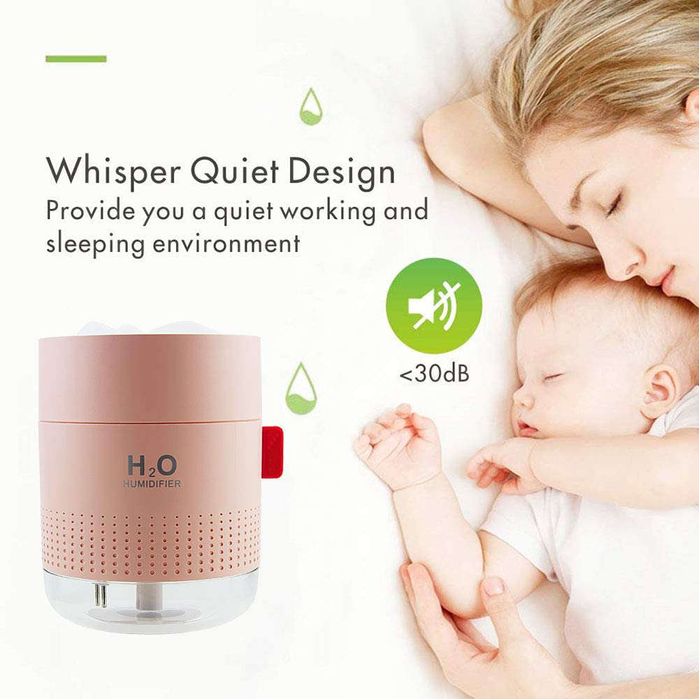 Portable Cool Mist Humidifier Desktop Humidifier with Night Light-Pink