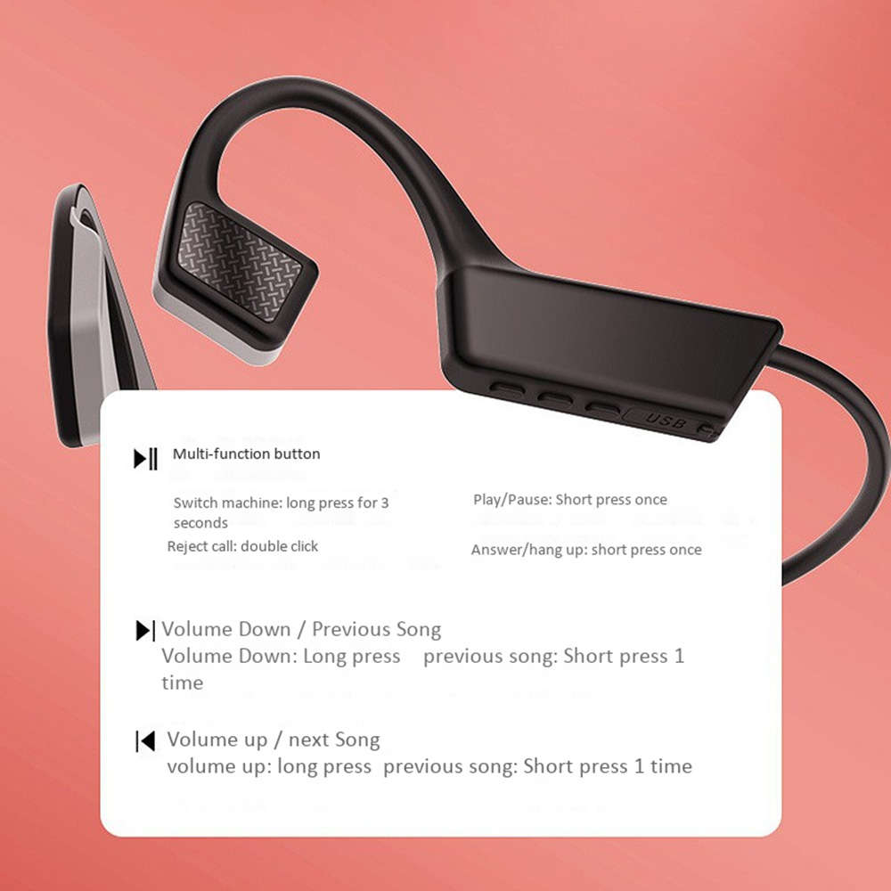 Portable Bluetooth Bone Conduction Headphones With Microphone