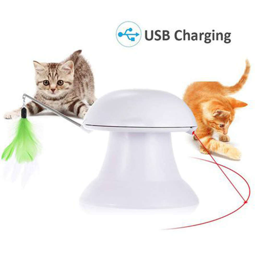 360 Degree Funny Cat Laser Turntable With Feather