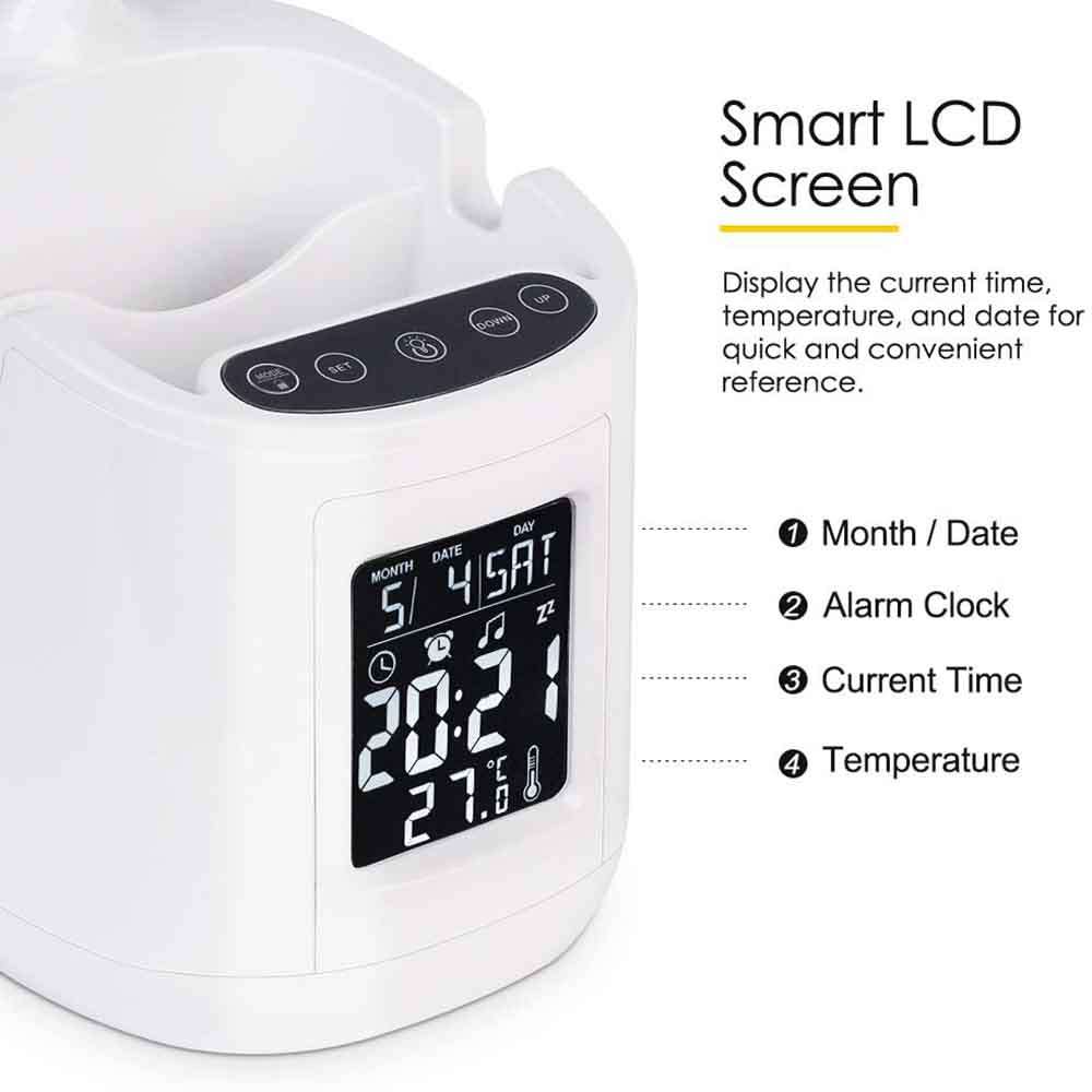 Dimmable LED Table Lamp With Clock & Pen Holder