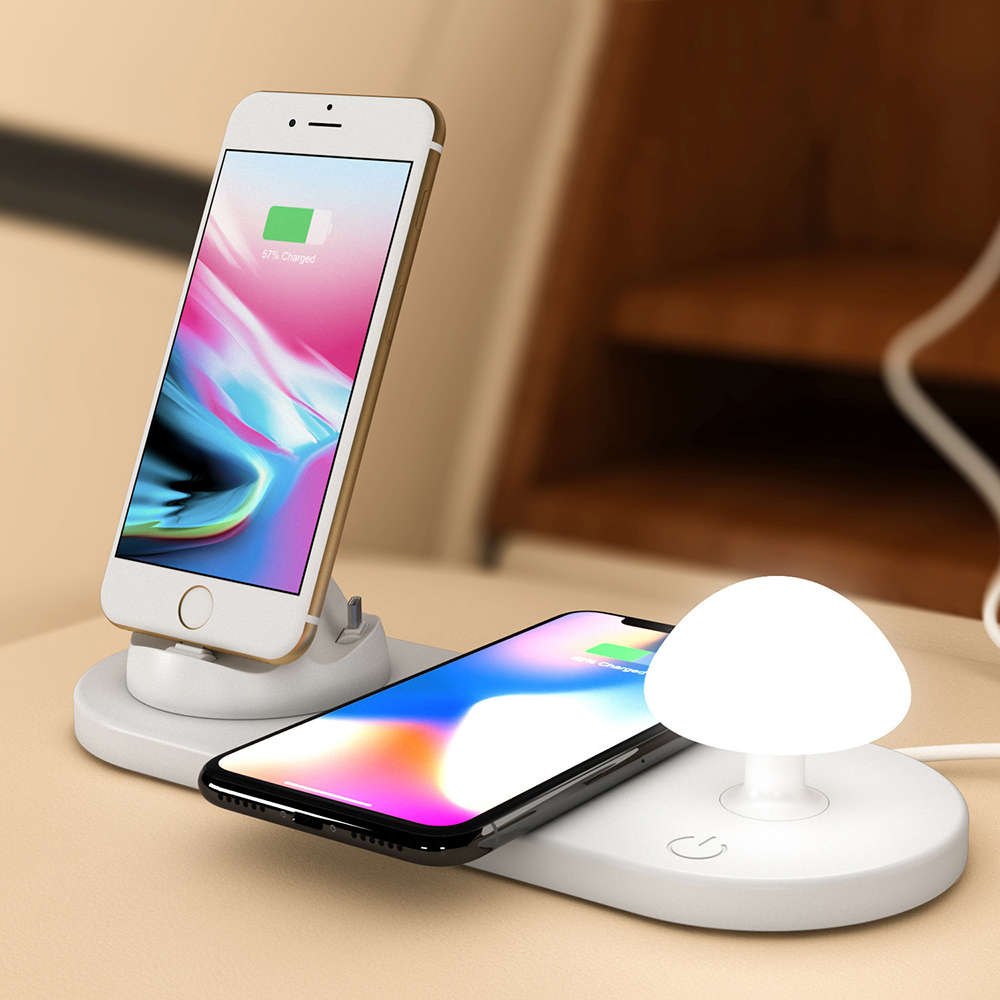 3-in-1 Fast Wireless Charging Station With Mushroom Night Light