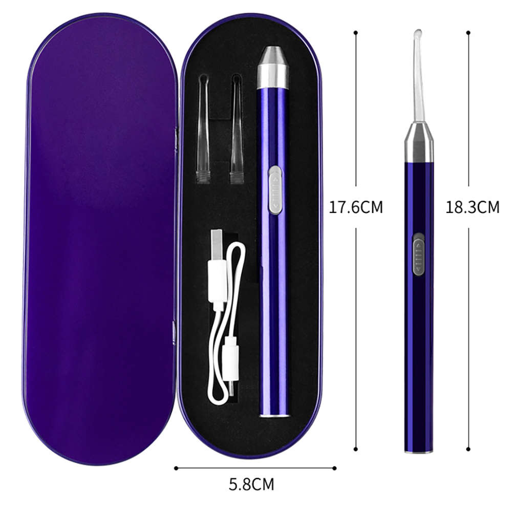 Rechargeable Earwax Removal Tool With LED Light Earwax Cleaner-Blue