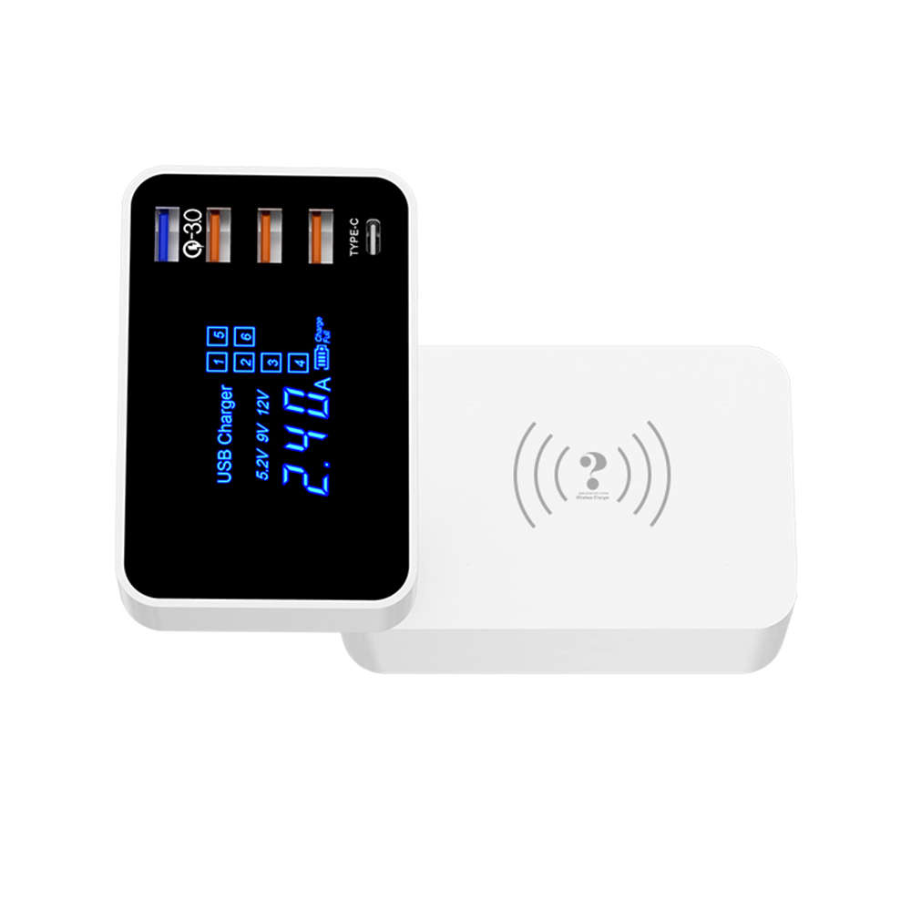 Multi-port USB Fast Charging Station Adapter With Wireless Charger