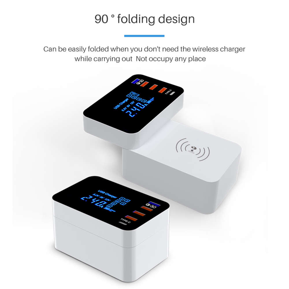 Multi-port USB Fast Charging Station Adapter With Wireless Charger