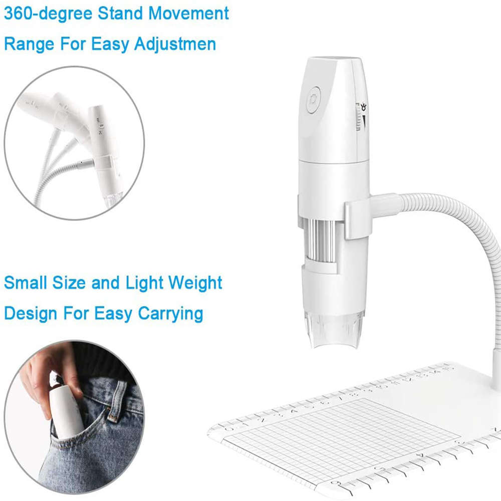 1080p microscope with 50x-1000x magnification and 8 LED light