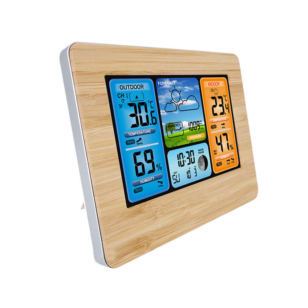 Digital Color Forecast Station Temperature And Humidity Monitor - Yellow