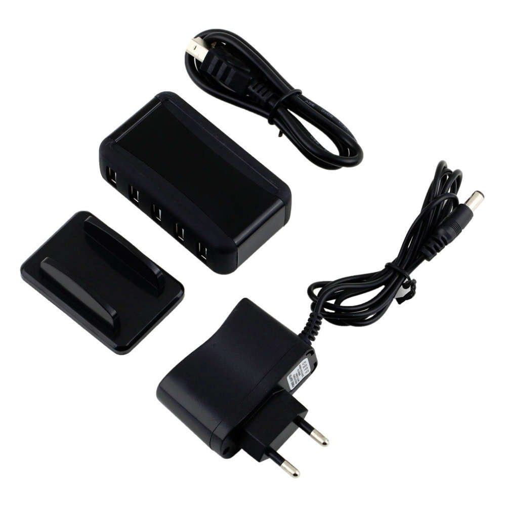 Multifunctional Portable 7 Ports USB 2.0 Splitter - Black