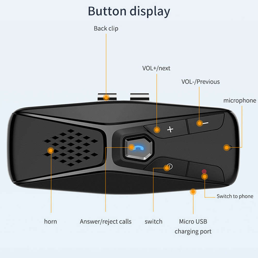 Rechargeable Bluetooth Car Kit Speakerphone Hands Free Audio Adapter