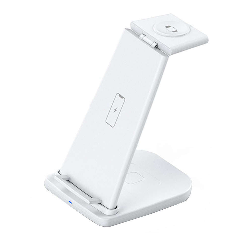 Portable 3 in 1 Fast Wireless Charging Station Charger Stand - White