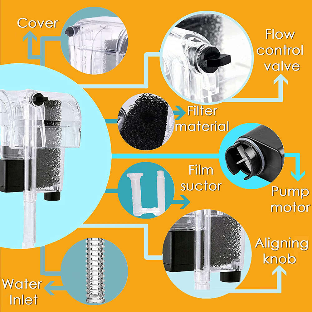 Hang-on Power Filter Desktop Water Filter for DIY Aquariums Fish Tank