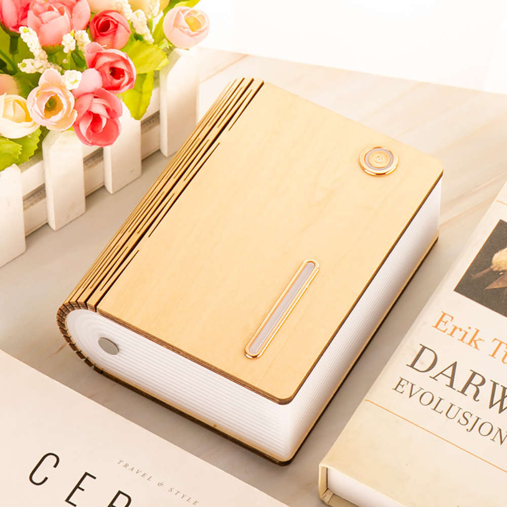 Mini Air Humidifier Wooden Book Lamp Aromatherapy Diffuser USB Atomizer