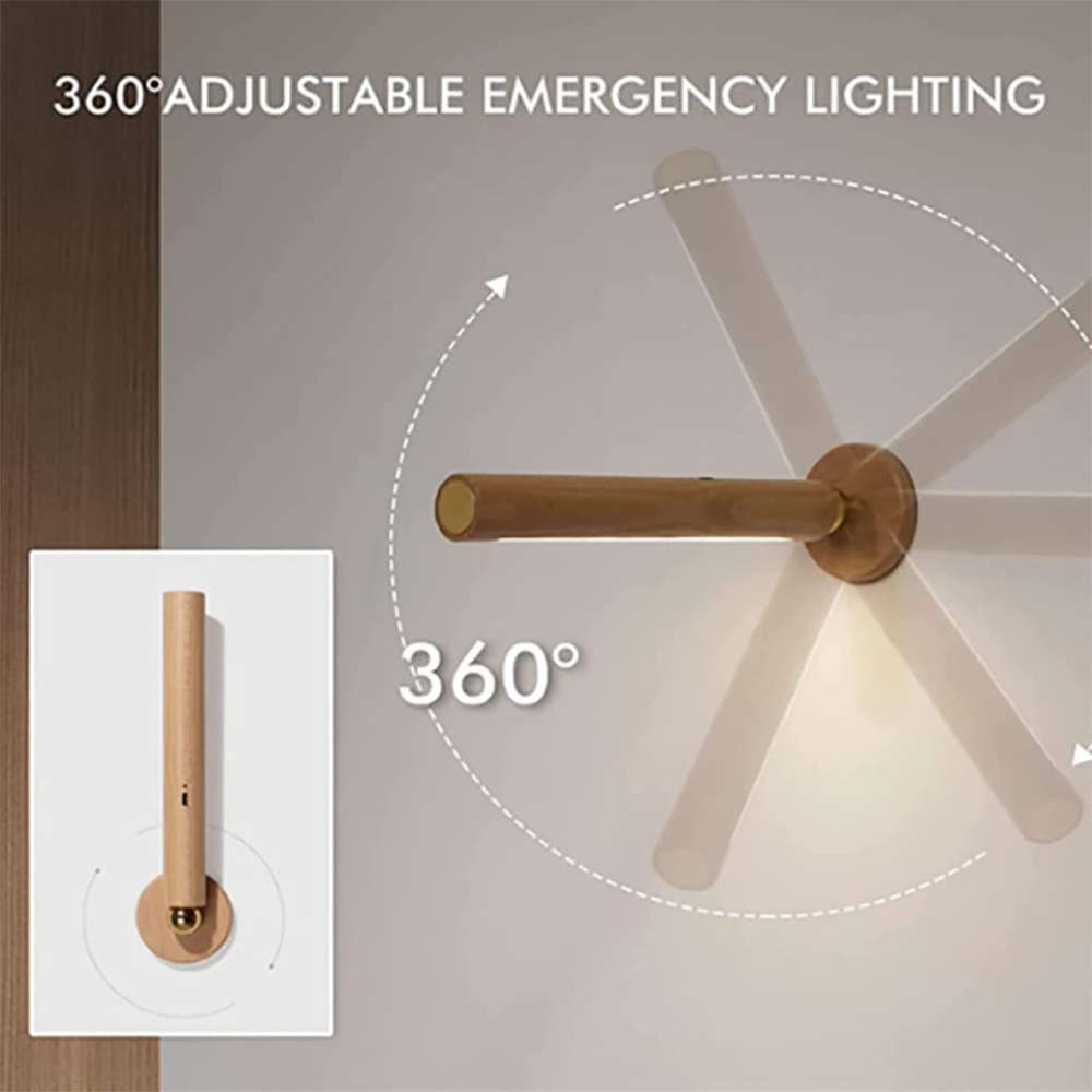 Rotatable Wooden Wall Lamp Magnetic Detachable Wall Mounted Torch Light