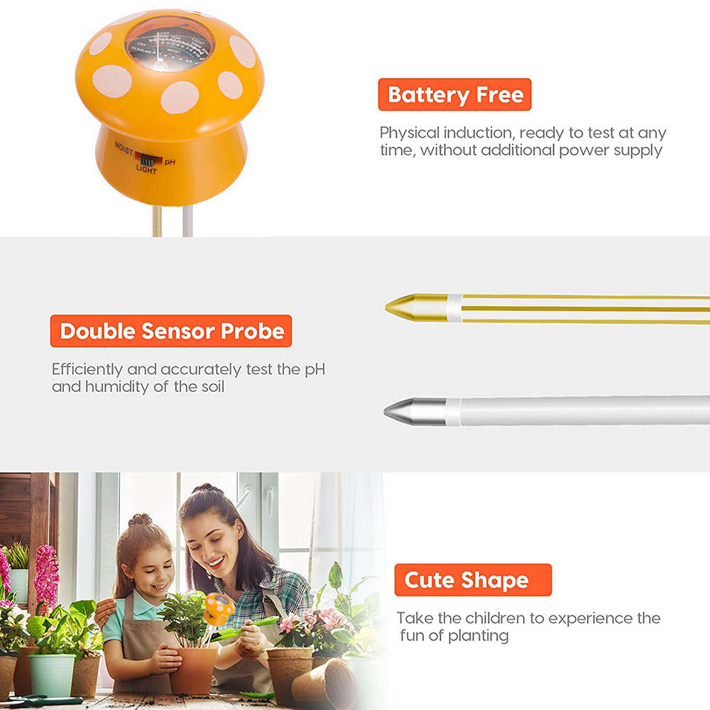 Soil pH Meter 3-in-1 Soil Tester with Plant Moisture Light and pH Tester