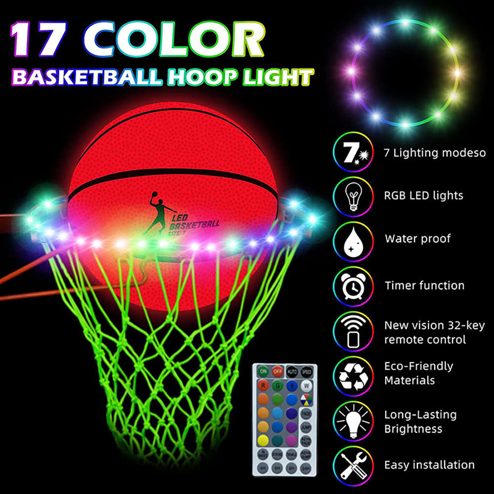LED Basketball Hoop Lights Waterproof Rim Lights with 17 Colors