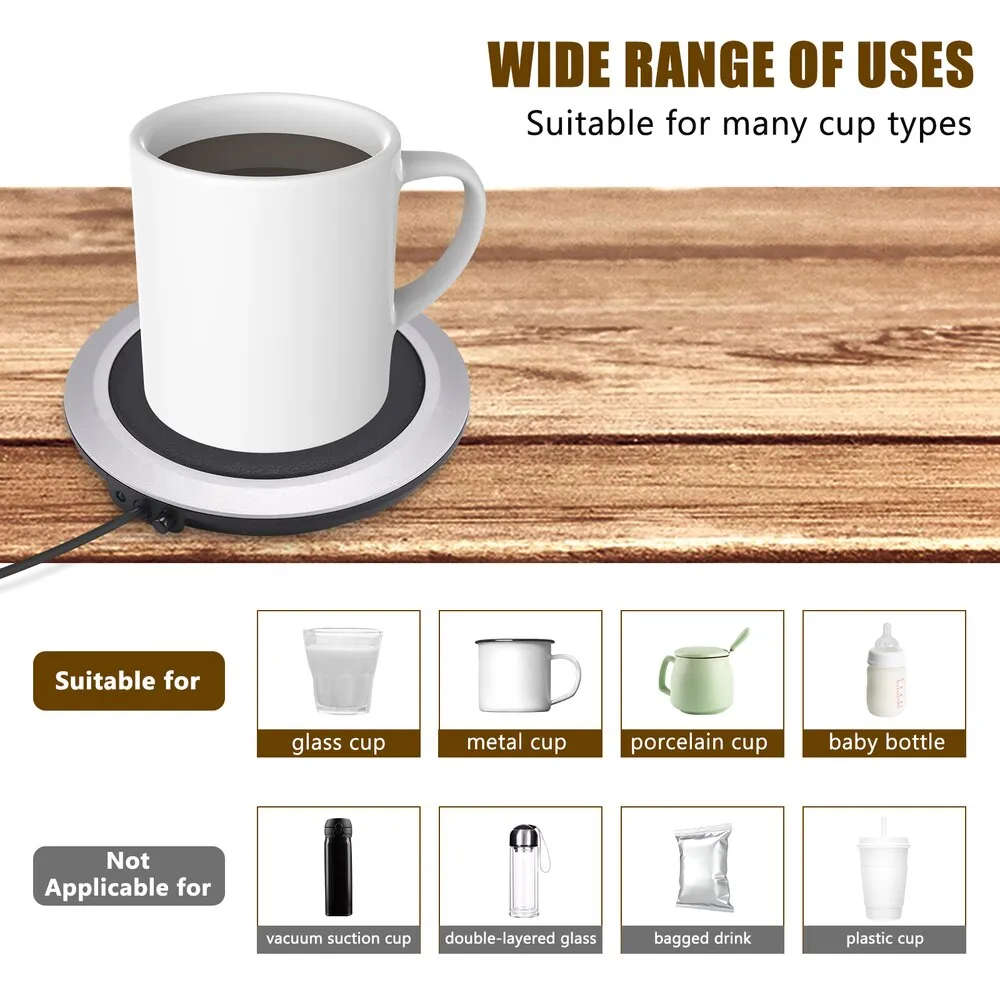 PU Leather USB Cup Heater USB Heating Coaster USB Mug Heater Pad-Black