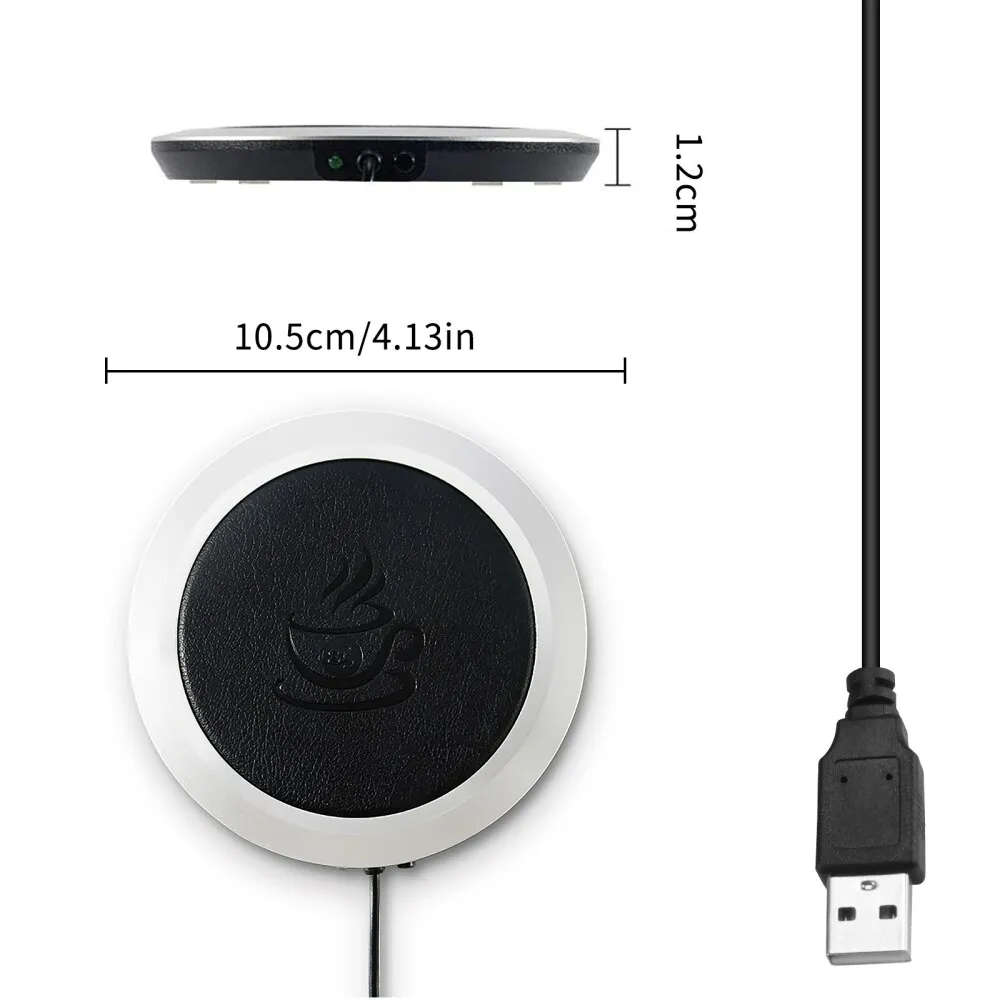 PU Leather USB Cup Heater USB Heating Coaster USB Mug Heater Pad-Black