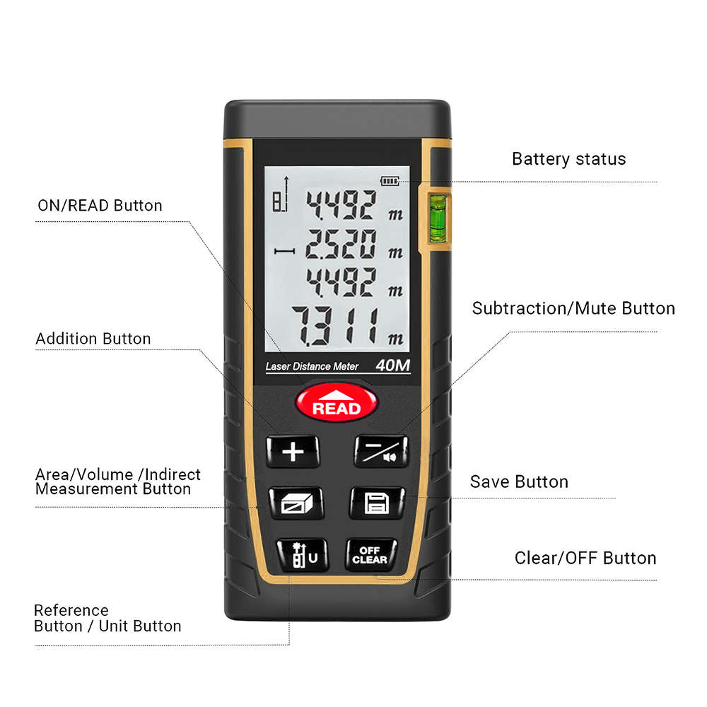 40m Digital Laser LCD Laser Measure Tool Laser Distance Meter