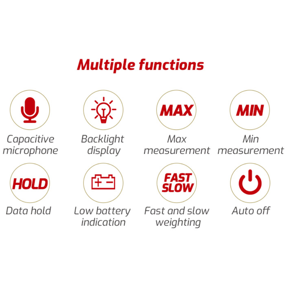 Digital Sound Level Meter 30-130dB Audio Measuring Instrument Alarm