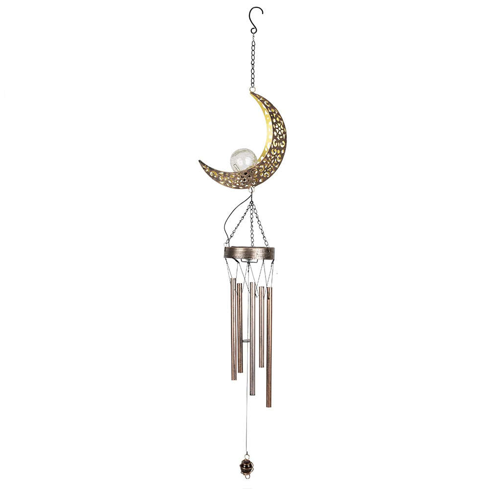 Moon Glass Ball Solar Wind Chimes with Deep Tone Garden Decor