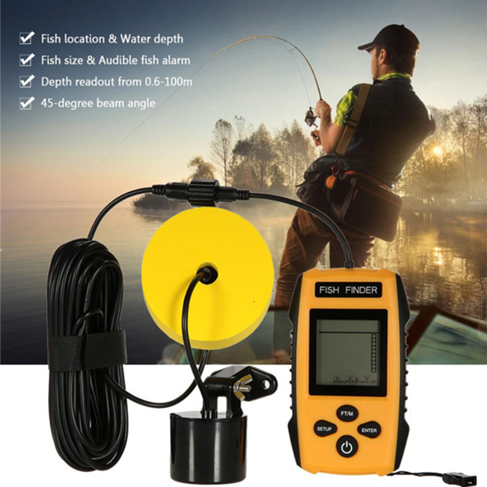 Portable Wired Fish Finder with Sonar Sensor Transducer and LCD Display